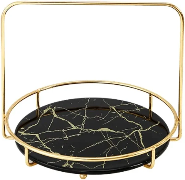 Luxury Handled Round Cosmetics Tray Basket – Elegant Storage for Perfume, Jewelry & Makeup (1)