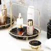Luxury Handled Round Cosmetics Tray Basket – Elegant Storage for Perfume, Jewelry & Makeup