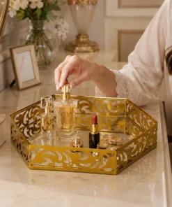 Luxury Hexagonal Makeup Vanity Organizer for cosmetics and skincare