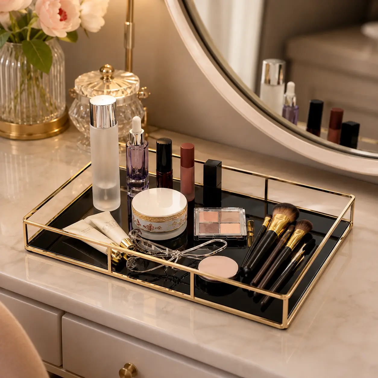 Luxury Makeup Organizer Tray for cosmetics and beauty essentials