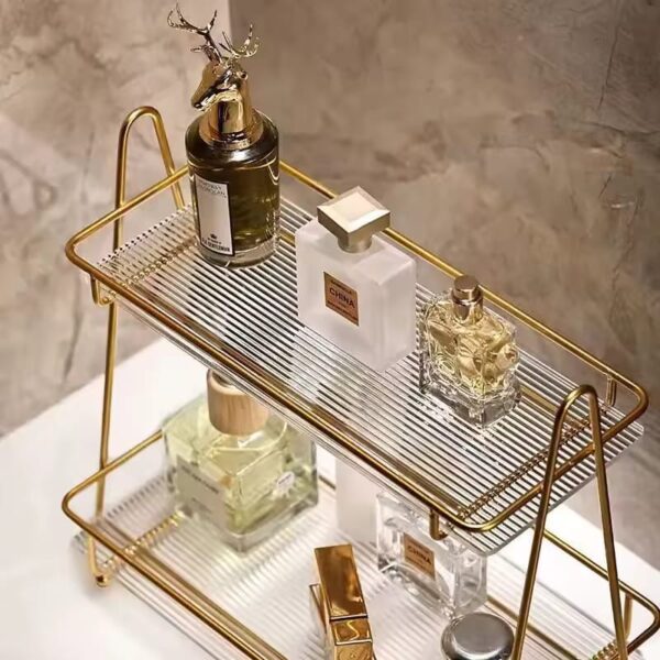 Luxury Nordic Style 2-Layer Home Storage Organizer –-Elegant Shelf for Makeup, Skincare & Decor Transparent & Acrylic - Image 5