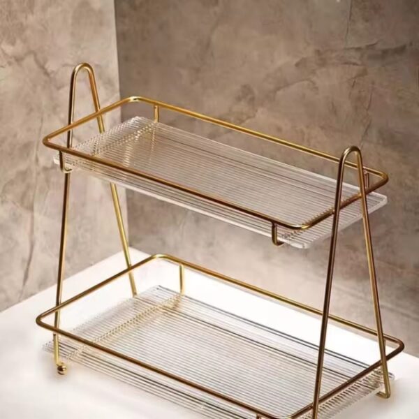 Luxury Nordic Style 2-Layer Home Storage Organizer –-Elegant Shelf for Makeup, Skincare & Decor Transparent & Acrylic - Image 6