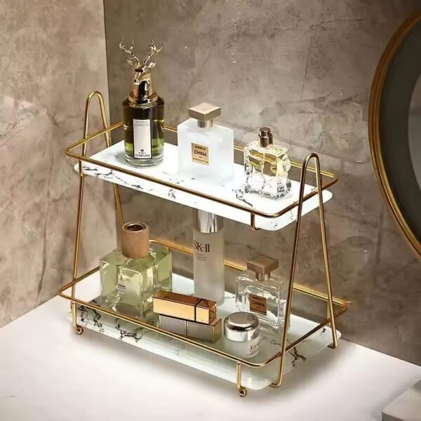 Luxury Nordic Style 2-Layer Home Storage Organizer –-Elegant Shelf for Makeup, Skincare & Decor Transparent & Acrylic - Image 7
