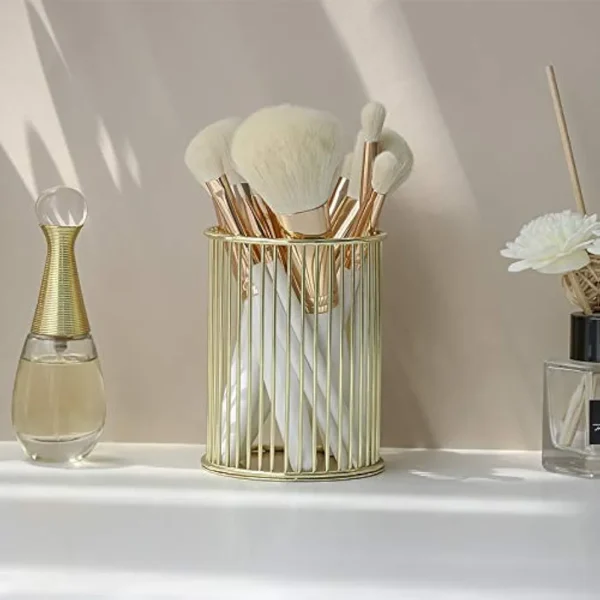 Makeup Brush & Pen Organizer – Modern Metal Cosmetic Storage - Image 3