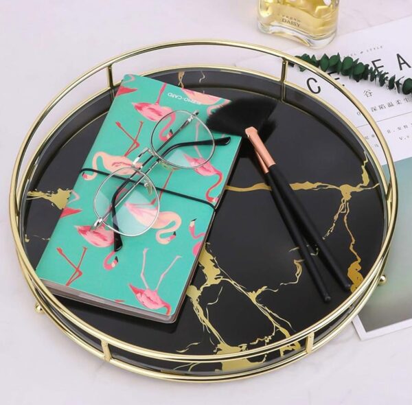Add charm and organization with this elegant round makeup tray—perfect for perfumes, jewelry, and cosmetics in one stylish display.