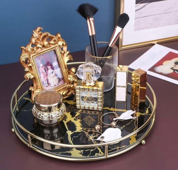 Makeup Round Tray for Perfume, Jewelry & Cosmetics – Stylish Vanity Organizer Display - Image 3