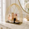 Makeup and beauty essentials storage rack with metal frame