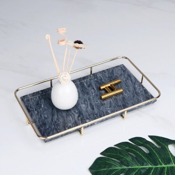 Marble Cover Tray for Cosmetics and Vanity with Gold Handles – Elegant Organizer for Makeup & Accessories (2)