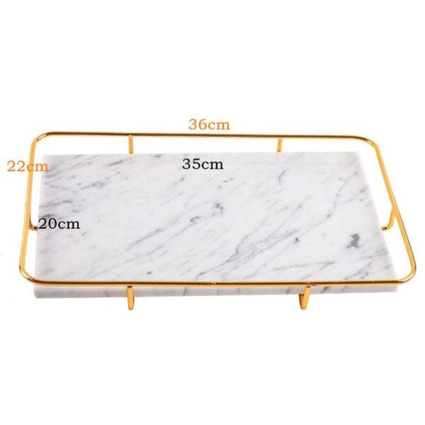 Marble Cover Tray for Cosmetics and Vanity with Gold Handles – Elegant Organizer for Makeup & Accessories - Image 5