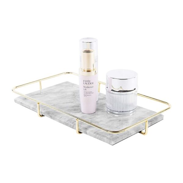 Marble Cover Tray for Cosmetics and Vanity with Gold Handles – Elegant Organizer for Makeup & Accessories - Image 6
