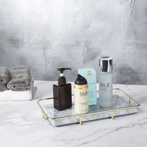 Marble Cover Tray for Cosmetics and Vanity with Gold Handles – Elegant Organizer for Makeup & Accessories (6)
