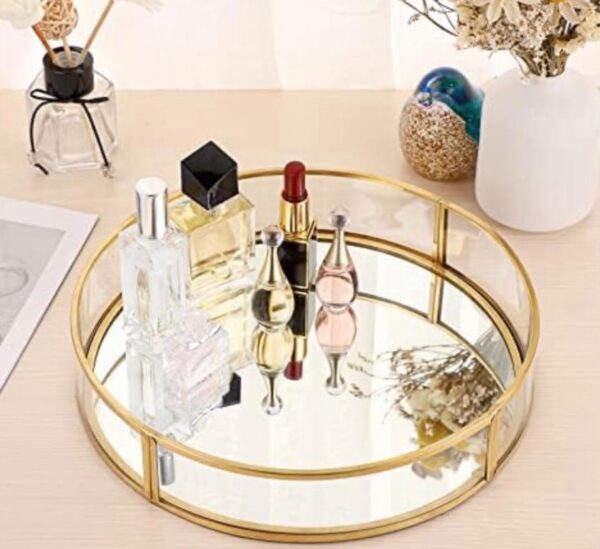 Metal & Glass Jewelry Storage Mirror – Elegant Organizer for Jewelry & Cosmetics (1)
