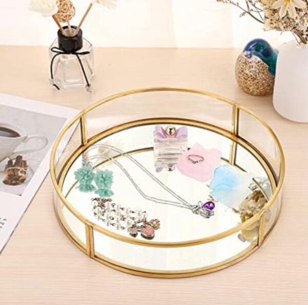 Metal & Glass Jewelry Storage Mirror – Elegant Organizer for Jewelry & Cosmetics - Image 4
