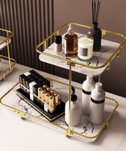 Modern Design Free Standing 2-Tier Makeup Organizer Shelf – Stylish Storage for Vanity (1)