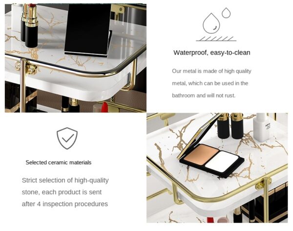 Modern Design Free Standing 2-Tier Makeup Organizer Shelf - Stylish Storage for Vanity - Image 4