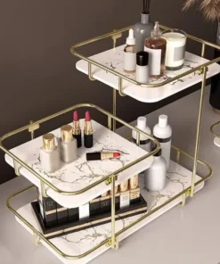 Modern Design Free-Standing 3-Tier Makeup Organizer Shelf – Stylish Cosmetic Storage Solution