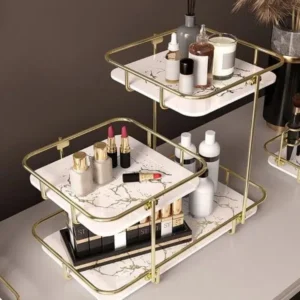 Modern Design Free-Standing 3-Tier Makeup Organizer Shelf – Stylish Cosmetic Storage Solution