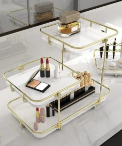 Alternative view of Modern Design Free-Standing 3-Tier Makeup Organizer Shelf – Stylish Cosmetic Storage Solution