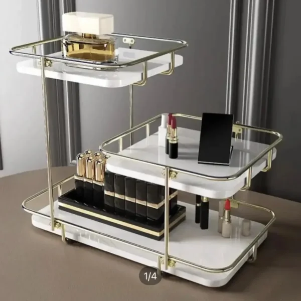 Modern Design Free-Standing 3-Tier Makeup Organizer Shelf – Stylish Cosmetic Storage Solution - Image 4