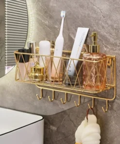 Alternative view of Multipurpose Wall-Mounted Storage Rack – Space-Saving Organizer for Washroom, Kitchen & Bedroom