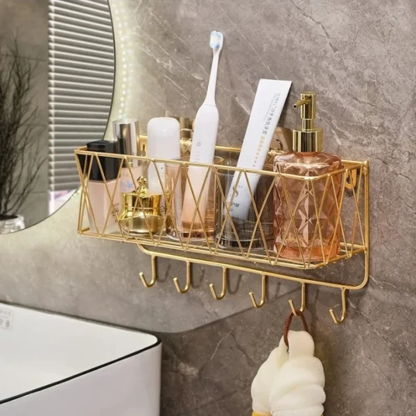 Multipurpose Wall-Mounted Storage Rack – Space-Saving Organizer for Washroom, Kitchen & Bedroom - Image 2