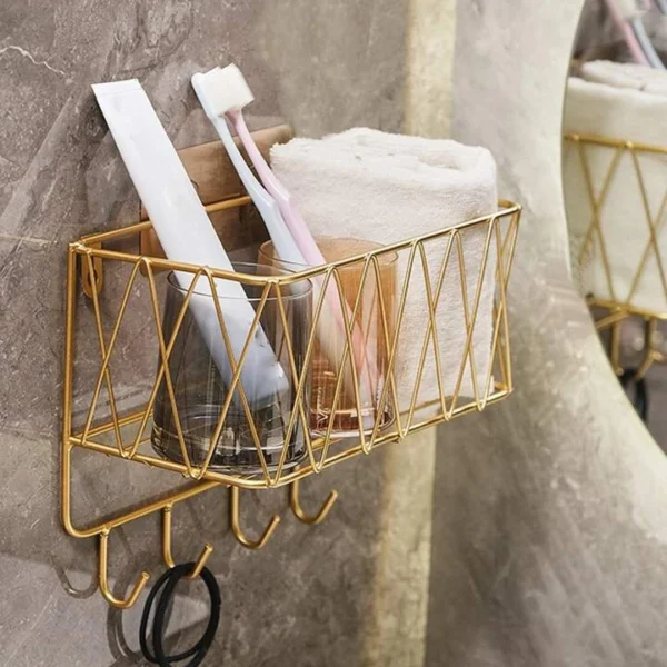 Multipurpose Wall-Mounted Storage Rack – Space-Saving Organizer for Washroom, Kitchen & Bedroom - Image 3