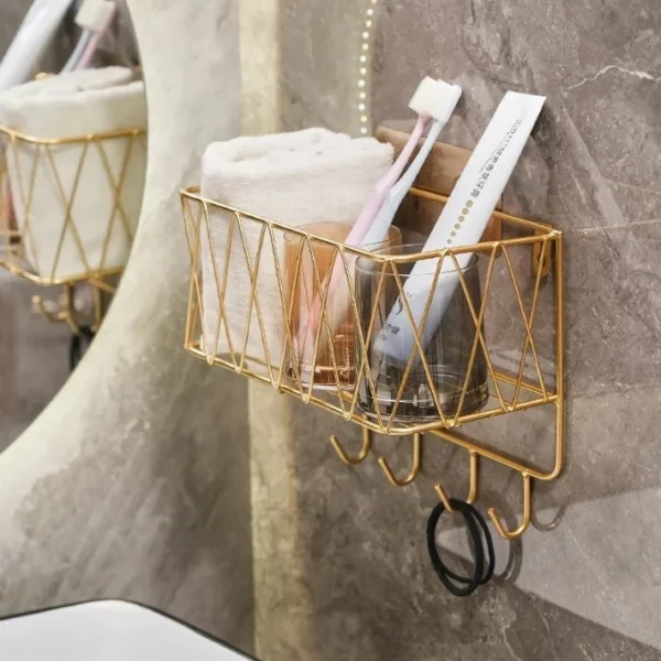 Multipurpose Wall-Mounted Storage Rack – Space-Saving Organizer for Washroom, Kitchen & Bedroom - Image 4