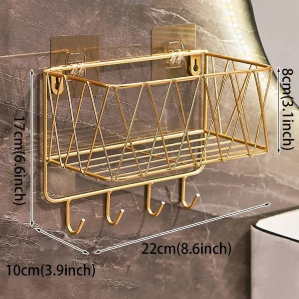 Multipurpose Wall-Mounted Storage Rack – Space-Saving Organizer for Washroom, Kitchen & Bedroom - Image 6
