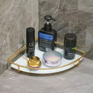 Premium Design Corner Counter-Top Acrylic Shelf – Space-Saving Single Tier Organizer for Home & Vanity