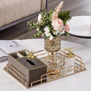 Premium Quality Vintage Glass Vanity Tray - Elegant Display Organizer for Perfume, Jewelry, Tissue Box & Makeup