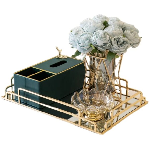 Premium Quality Vintage Glass Vanity Tray - Elegant Display Organizer for Perfume, Jewelry, Tissue Box & Makeup - Image 3