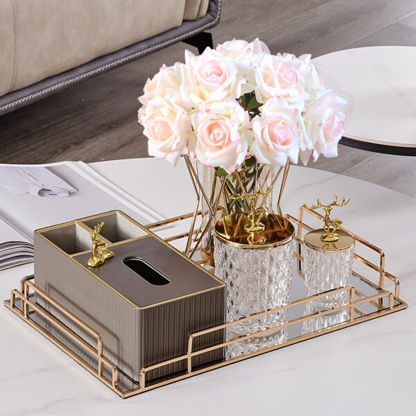 Premium Quality Vintage Glass Vanity Tray - Elegant Display Organizer for Perfume, Jewelry, Tissue Box & Makeup - Image 4