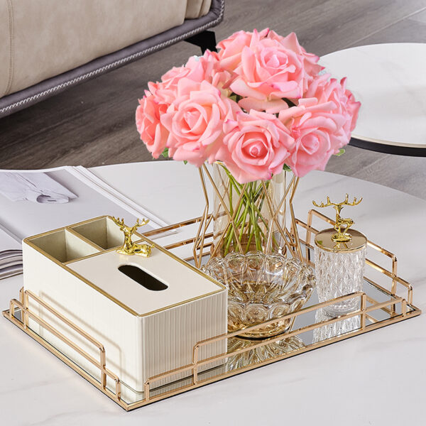 Premium Quality Vintage Glass Vanity Tray - Elegant Display Organizer for Perfume, Jewelry, Tissue Box & Makeup - Image 2