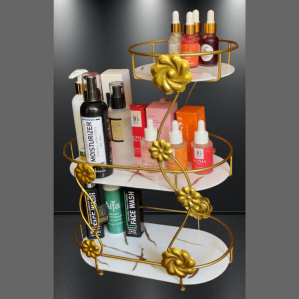 Premium Round 3-Tier Cosmetic Storage Shelf – Luxury Design - Image 3