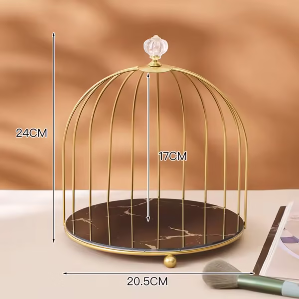 Charming bird cage organizer for cosmetics, jewelry, or desserts-perfect as a vanity piece, cake stand, or stylish event centerpiece.