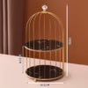 2 Tire Cosmetics Cage Organizer – Makeup Holder and Cake Stand with Bird Cage Design Trays