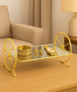 Alternative view of Stylish Gold Mirror Display Tray with Wheels | Elegant & Functional Decor