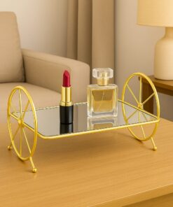 Stylish Gold Mirror Display Tray with Wheels Elegant & Functional Decor (5)
