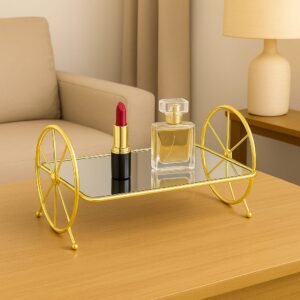 Stylish Gold Mirror Display Tray with Wheels Elegant & Functional Decor (5)