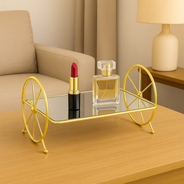 Stylish Gold Mirror Display Tray with Wheels Elegant & Functional Decor (5)