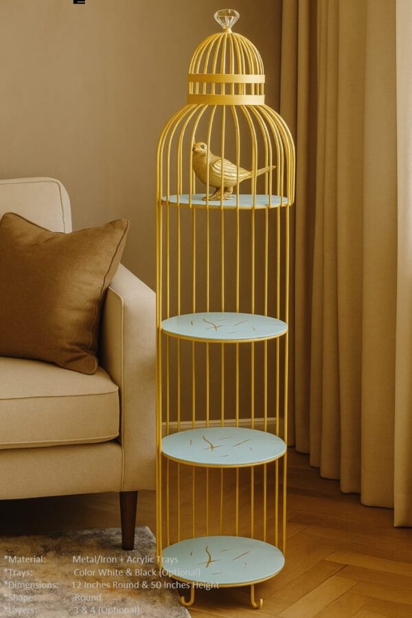 Wahaj Special 3-Layer Bird-Shaped Cage Rack-Decorative Storage Shelf for Home & Display