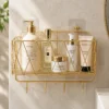 Wall Mounted Bathroom Storage Rack with Hooks for Towels and Accessories
