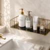 Wall-mounted bathroom storage rack for shampoo soap skincare and essentials