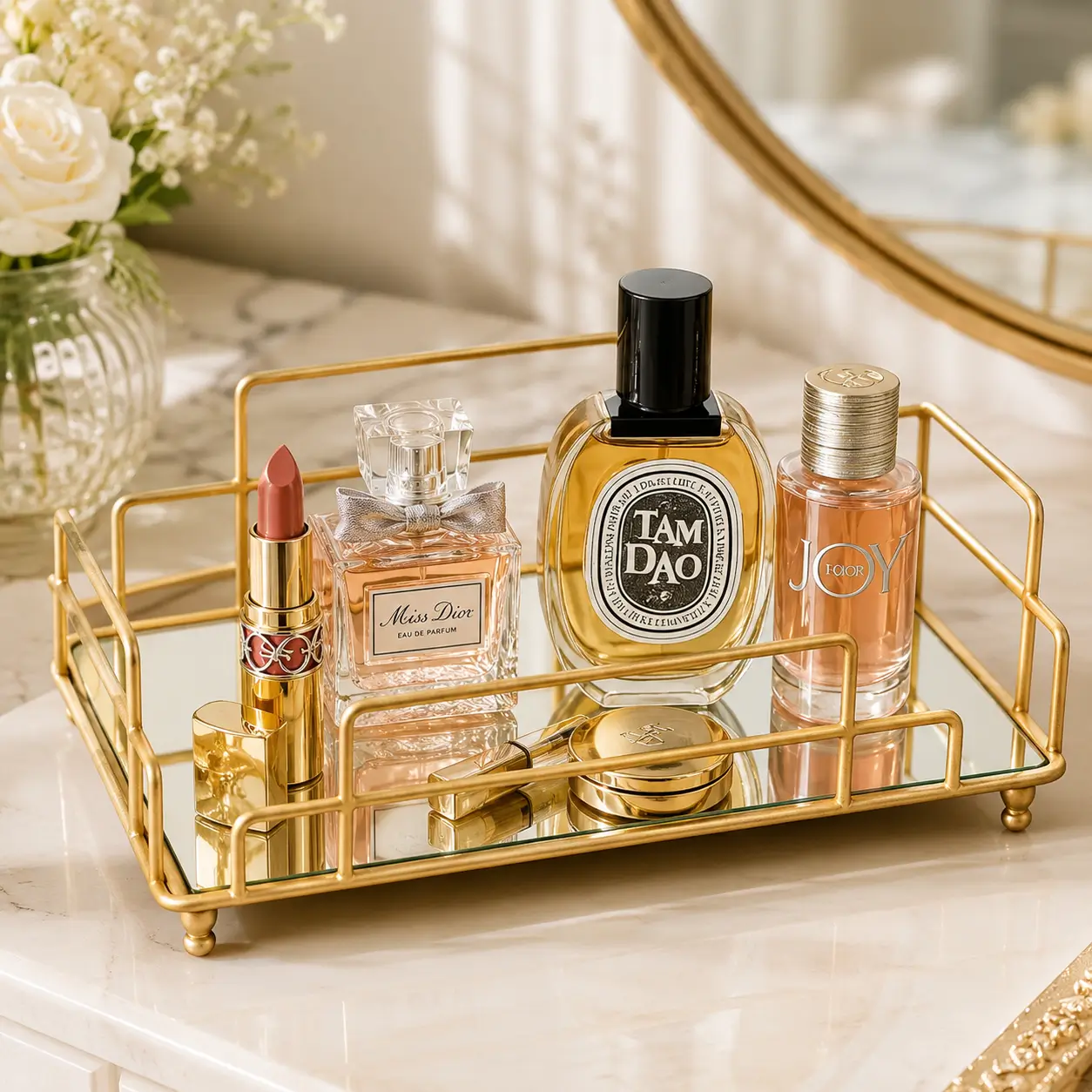 Vintage Cosmetic Glass Vanity Tray