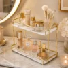 2-Tier Gold Vanity Organizer Rack for Cosmetics