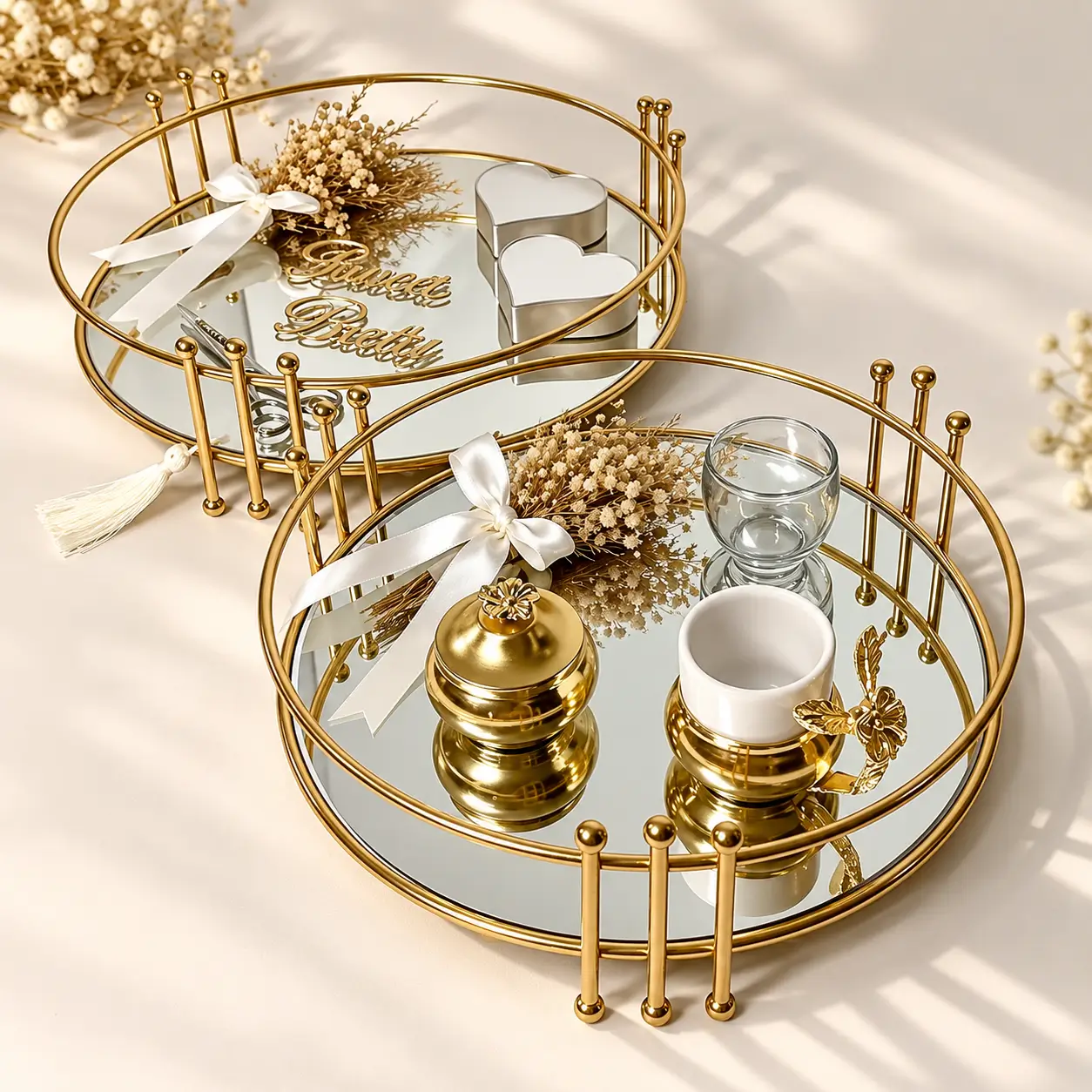Makeup Organizer Mirror Tray for cosmetics and beauty essentials