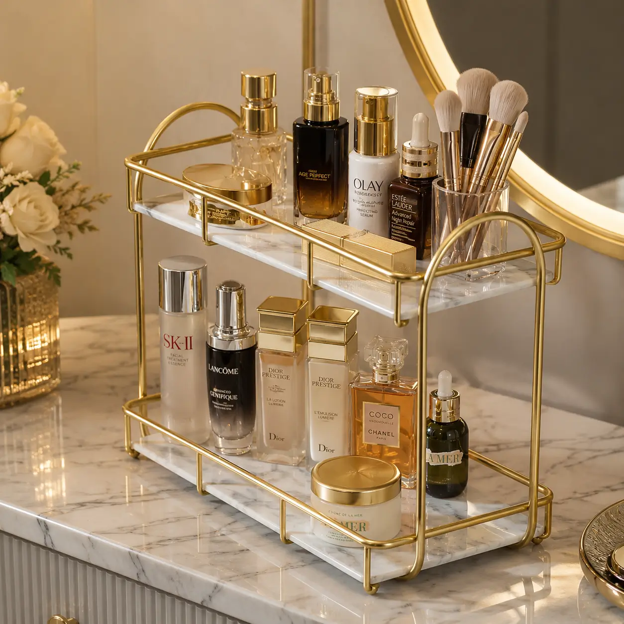 Gold Makeup Organizer