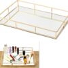 uxury Gold Mirror Tray for Perfume & Jewelry – Elegant Bedroom Dresser & Bathroom Display (1)