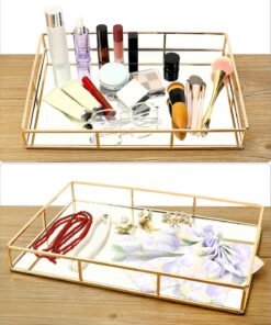 Alternative view of Luxury Gold Mirror Tray for Perfume & Jewelry – Elegant Bedroom Dresser & Bathroom Display