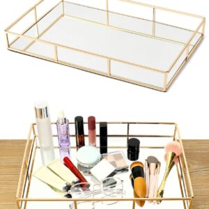 uxury Gold Mirror Tray for Perfume & Jewelry – Elegant Bedroom Dresser & Bathroom Display